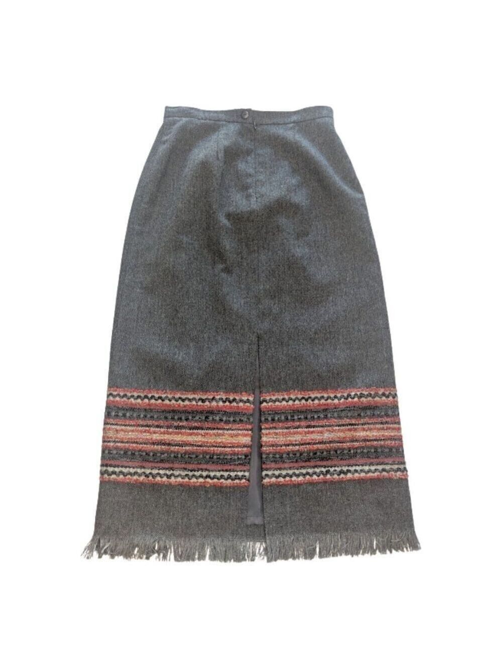 Sag Harbor Fringe-Hem Blanket Stripe Tweed Pencil Skirt Lined Gray Multi *Sz 6P - Picture 2 of 11